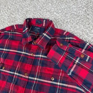 J Crew Flannel Shirt Mens XL Red Blue Plaid Long Sleeve Button Up Casual‎